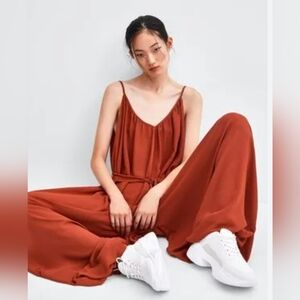 Size M Rust Oversized Jumpsuit by Zara TRF